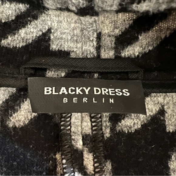 Blacky Dress Berlin Houndstooth Wool Open Front Cardigan Coatigan Sweater - Picture 9 of 10